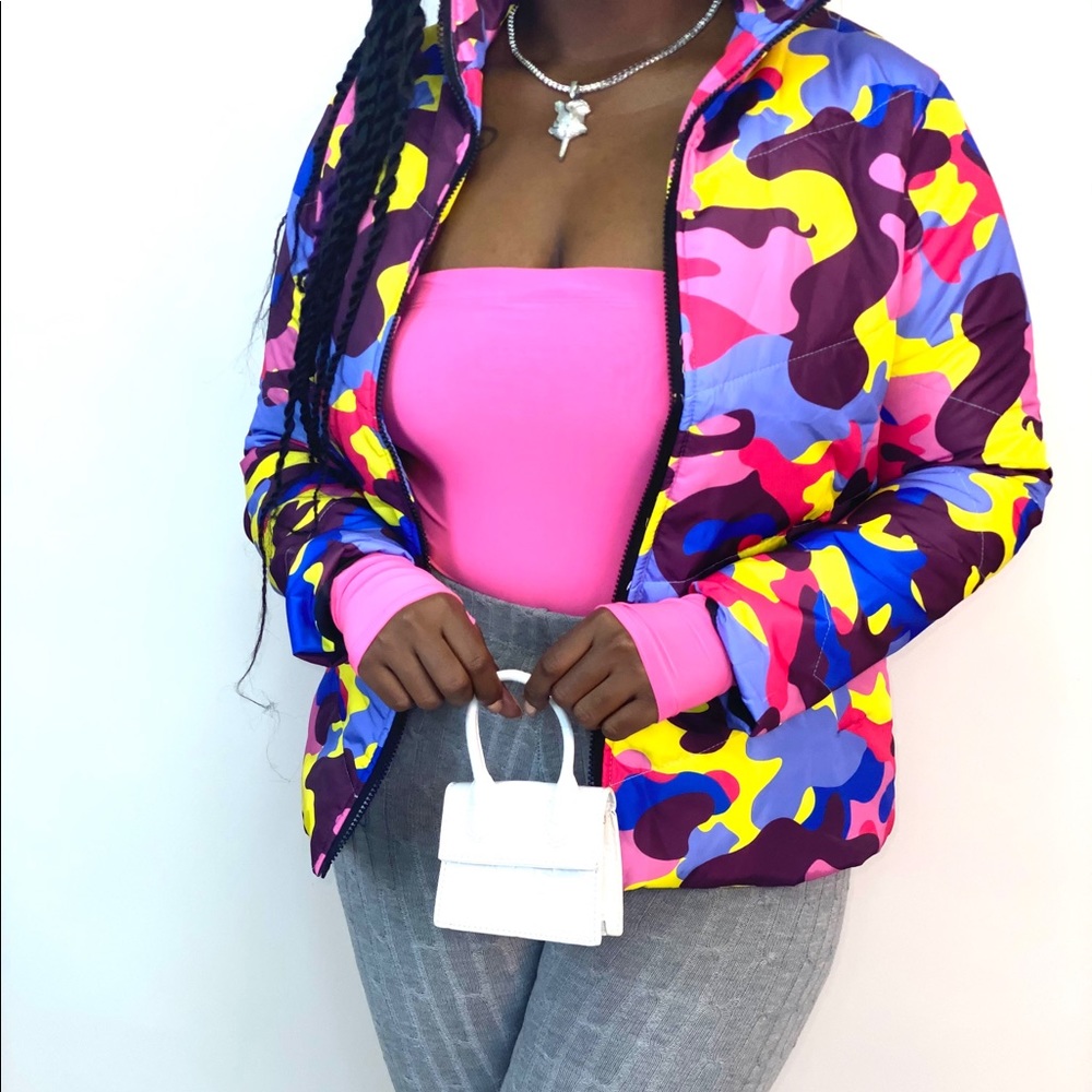 Fall in camo windbreaker